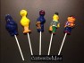 419sp Sesame Friends 5 Cavity Chocolate or Hard Candy Lollipop Mold